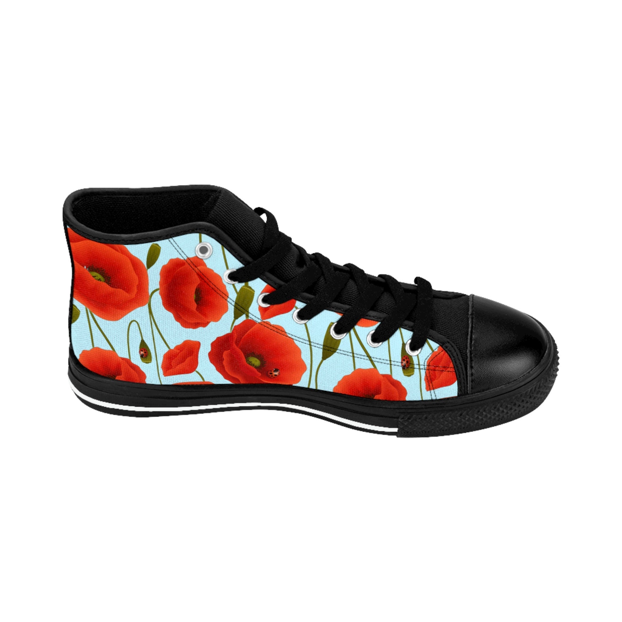 Fabled Fashion Poppies on Blue Men's Classic Sneakers