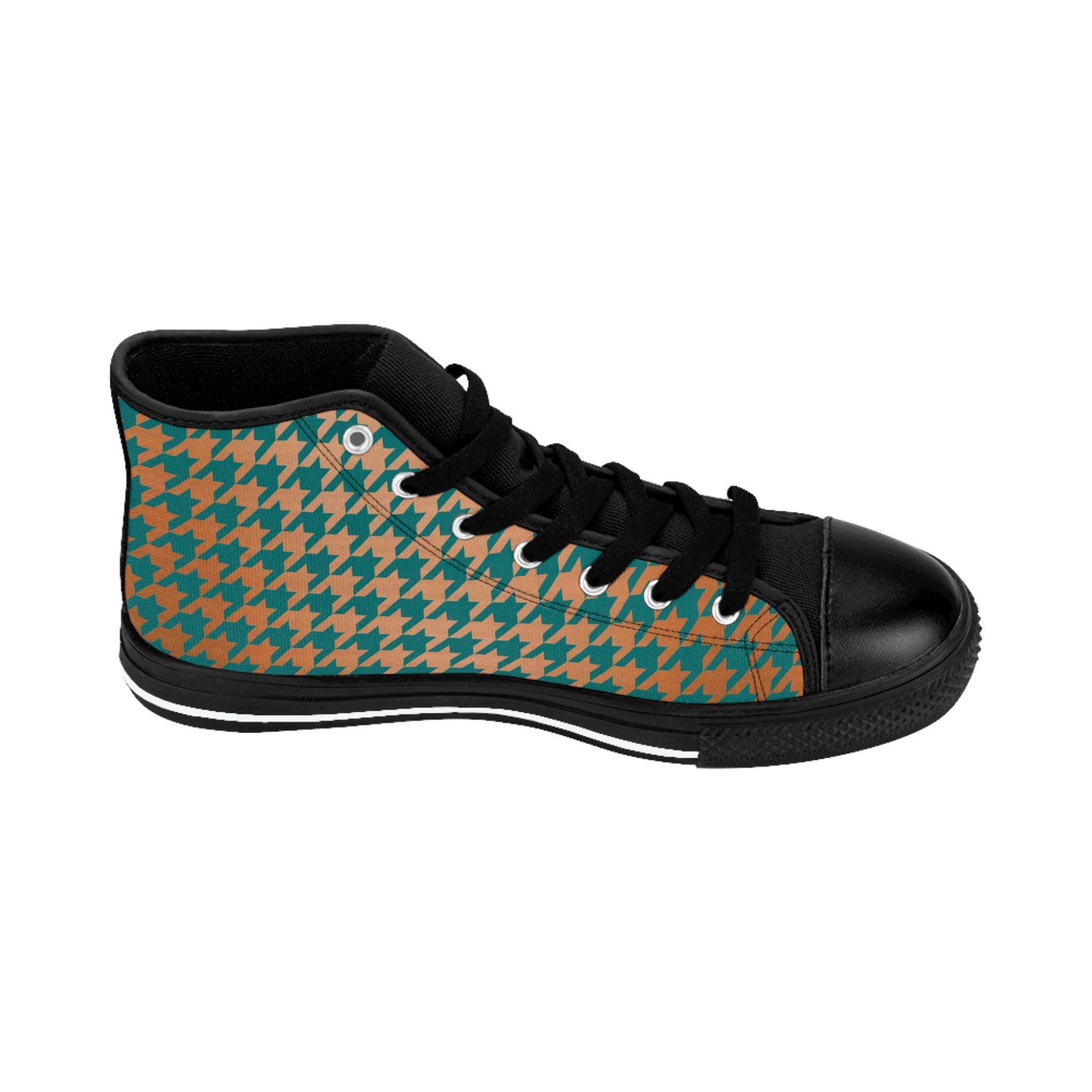 Fabled fashion Copper and Verdigris houndstooth Men's Classic Sneakers