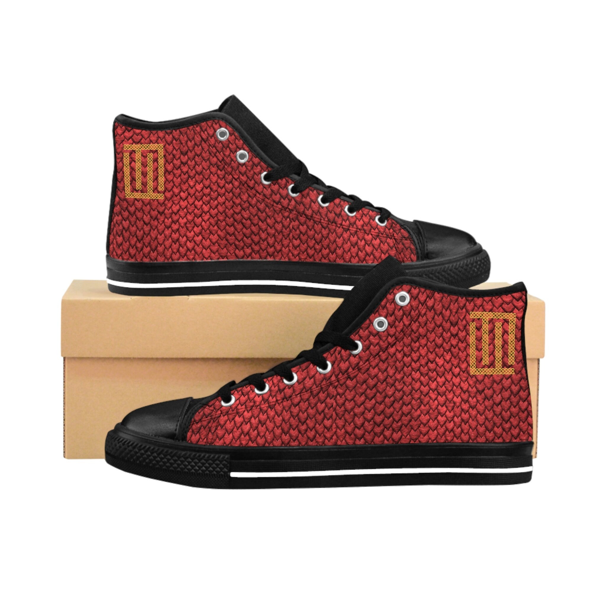 Fabled Fashion Red Dragon skin Women's Classic Sneakers