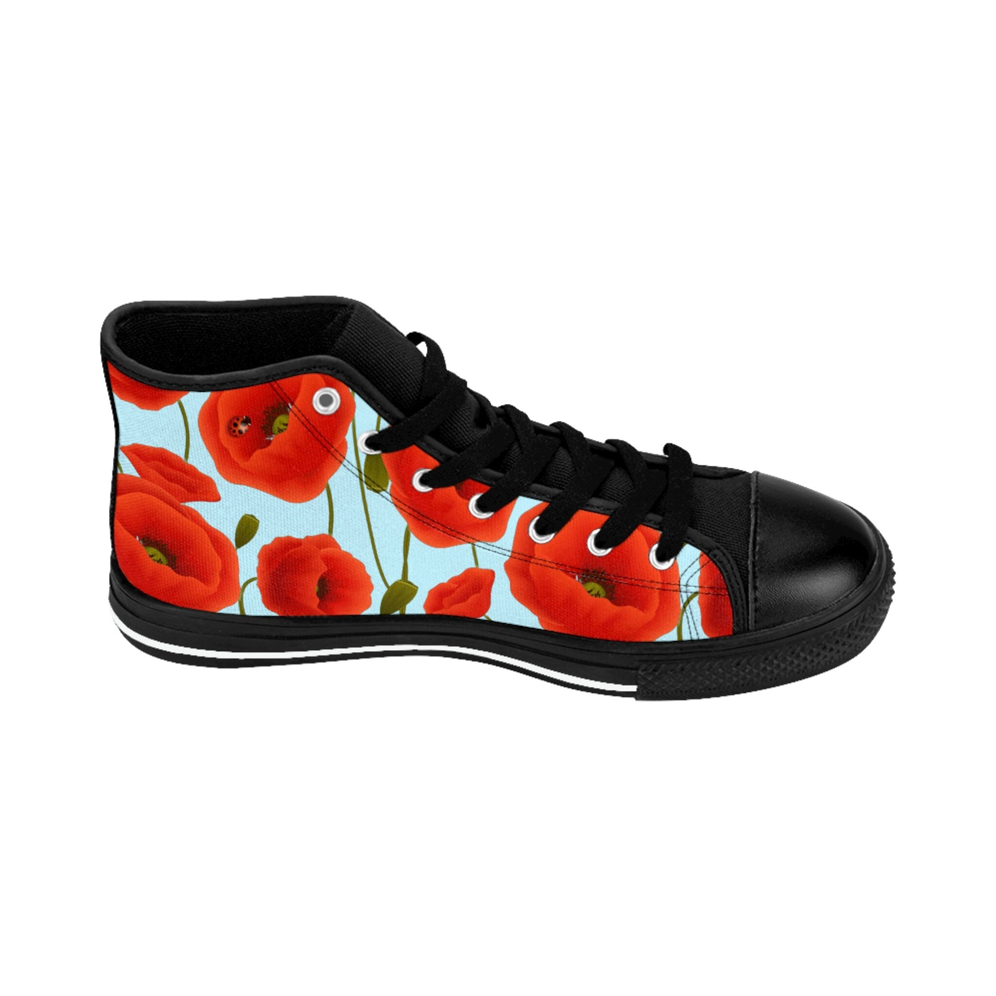 Fabled Fashion Poppies on Blue Women's Classic Sneakers