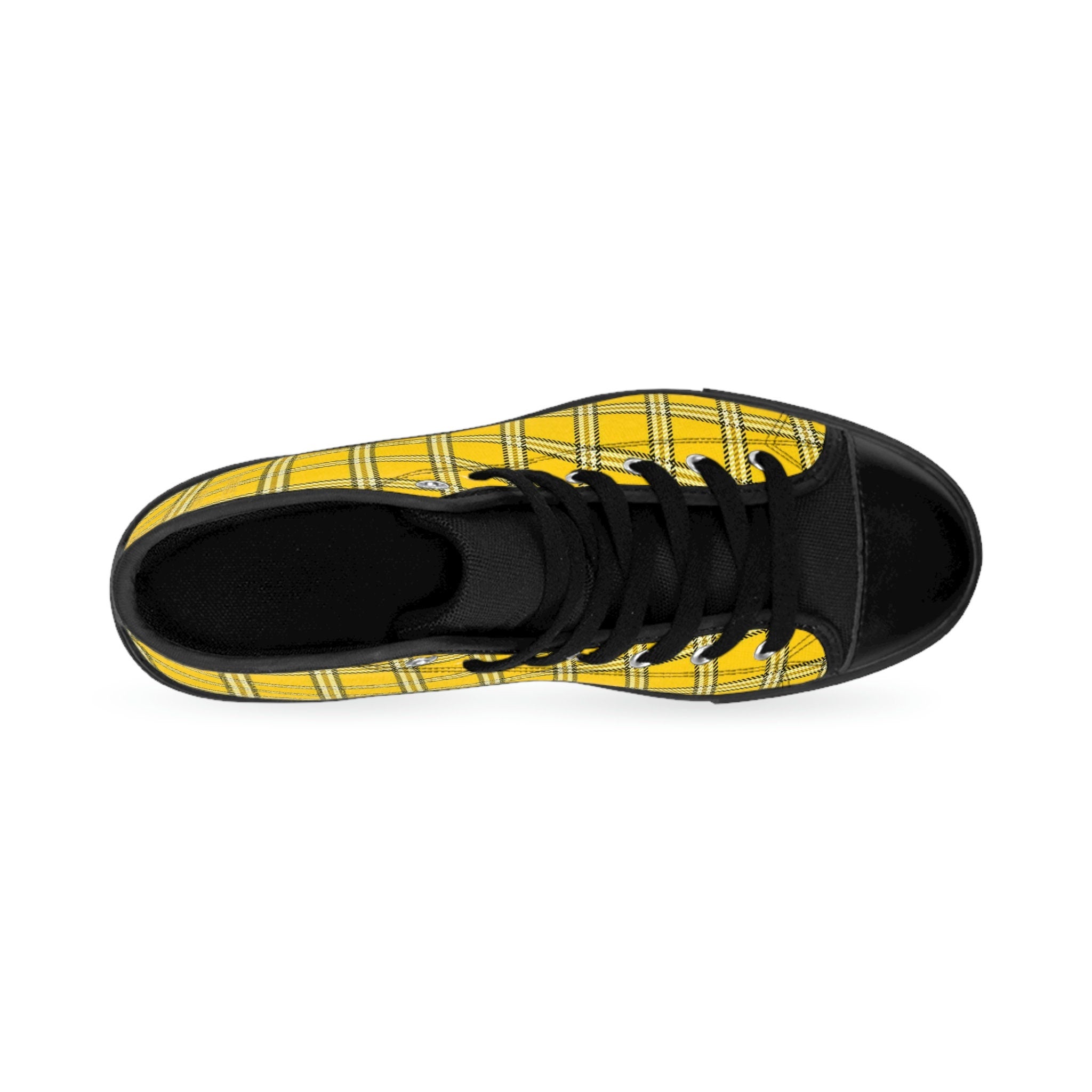 Fabled Fashion Yellow plaid Clueless pattern effect Women's Classic Sneakers