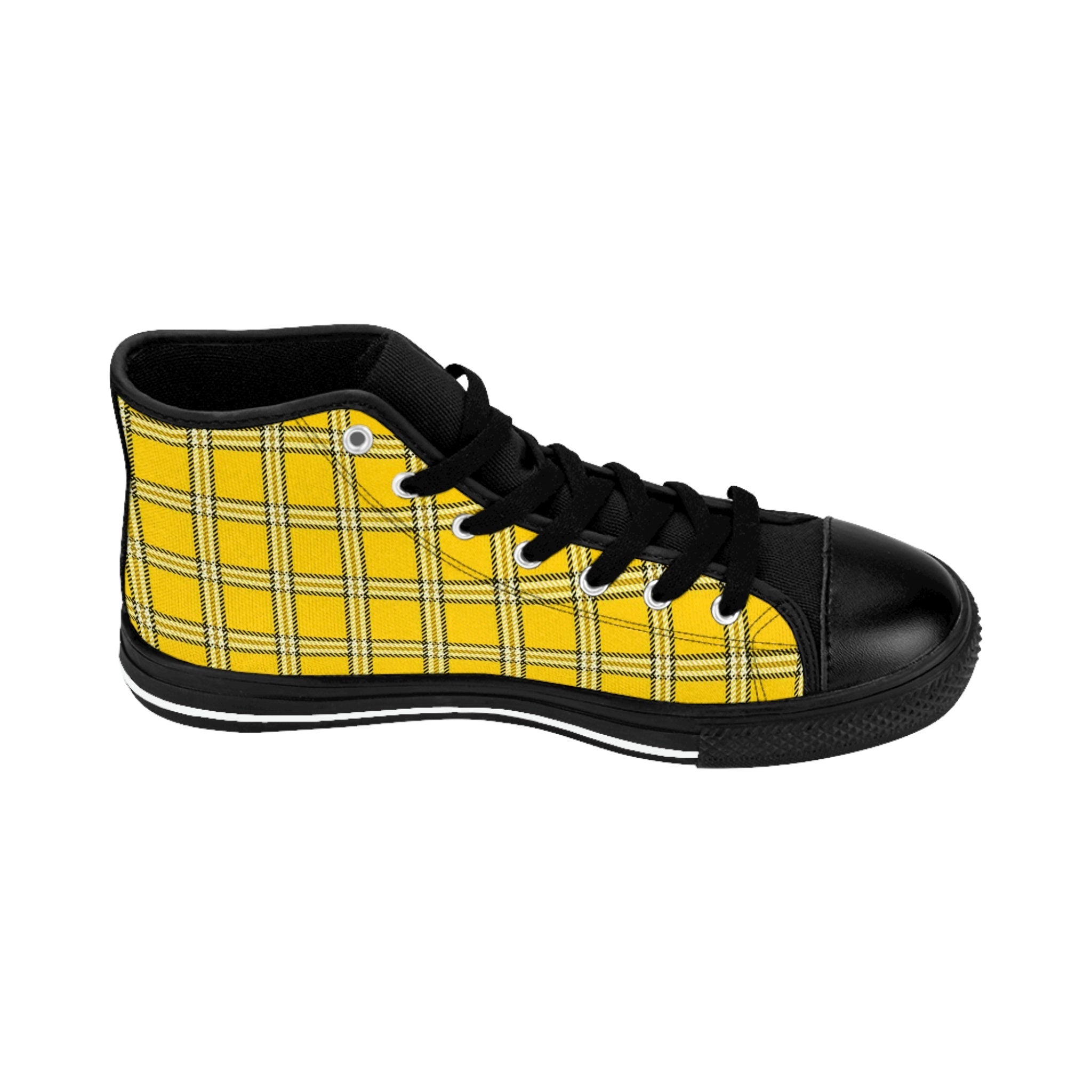 Fabled Fashion Yellow plaid Clueless pattern effect Women's Classic Sneakers
