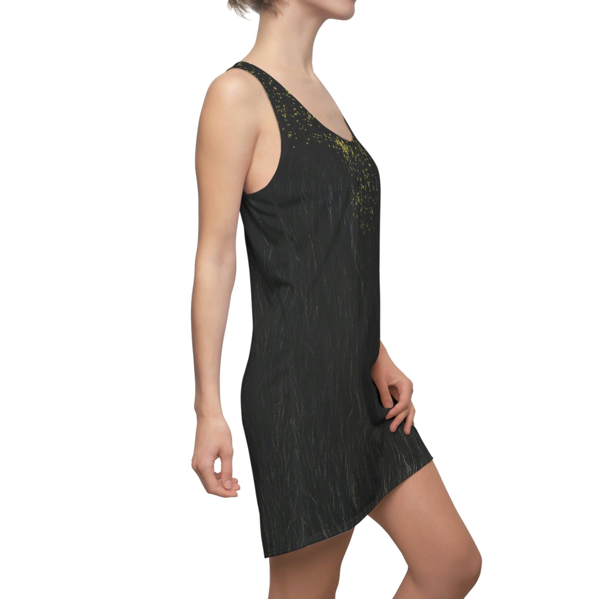 Fabled Fashion Niffler fur effect Women's Cut & Sew Racerback Dress (AOP)