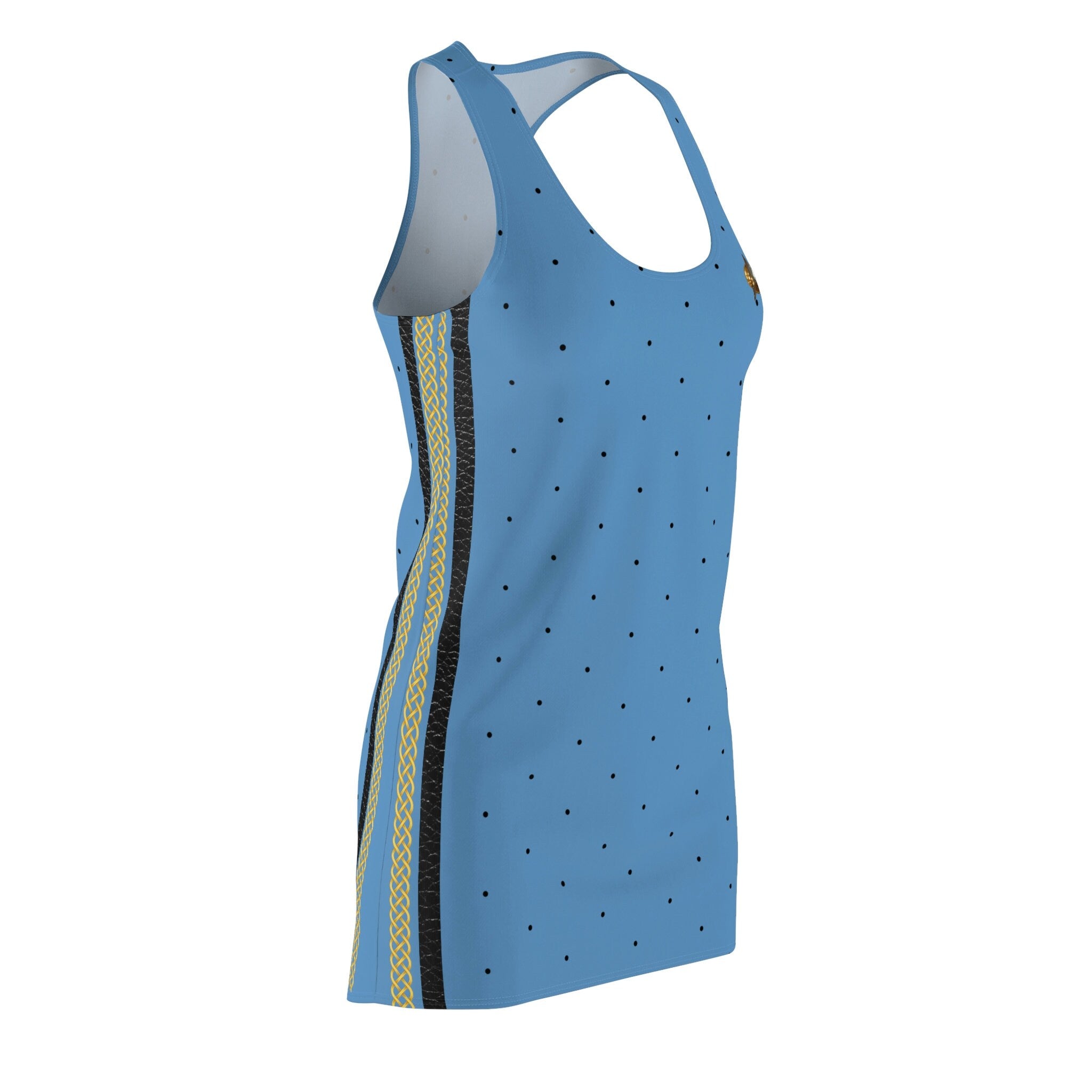Fabled Fashion Blue Trekkie Women's Cut & Sew Racerback Dress (AOP)