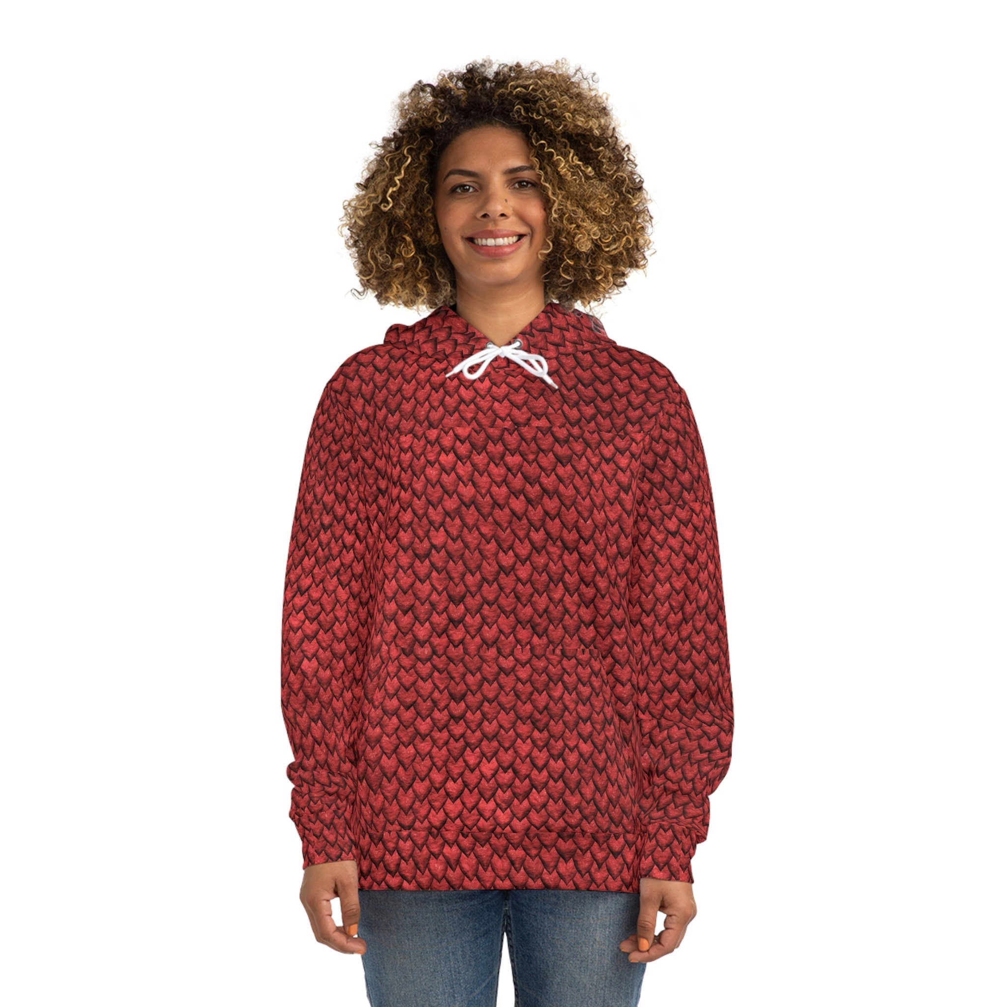 Fabled Fashion Red Dragon skin effect Unisex Hoodie (AOP)