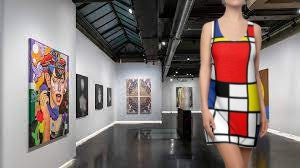 Fabled Fashion Piet Mondrian pattern Women's Cut & Sew Racerback Dress (AOP) inspired by Vivian in Pretty Wom