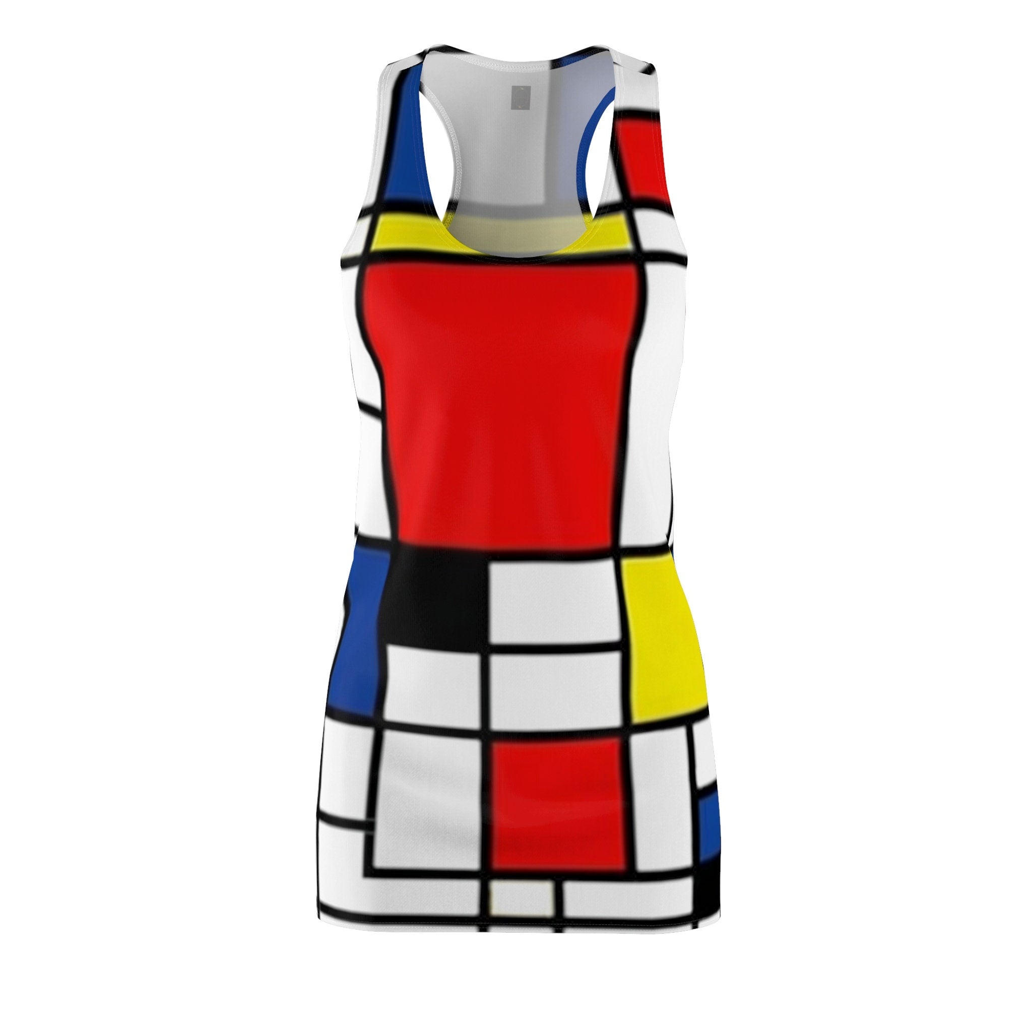 Fabled Fashion Piet Mondrian pattern Women's Cut & Sew Racerback Dress (AOP) inspired by Vivian in Pretty Wom