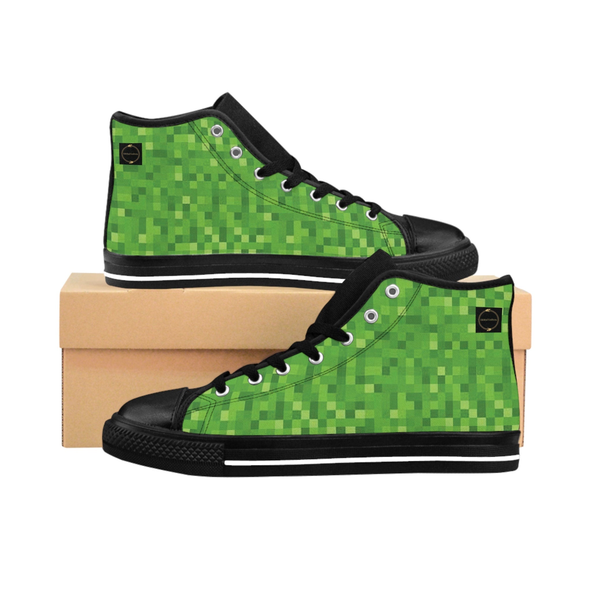 Fabled Fashion Minecraft pixel inspired green Women's Classic Sneakers