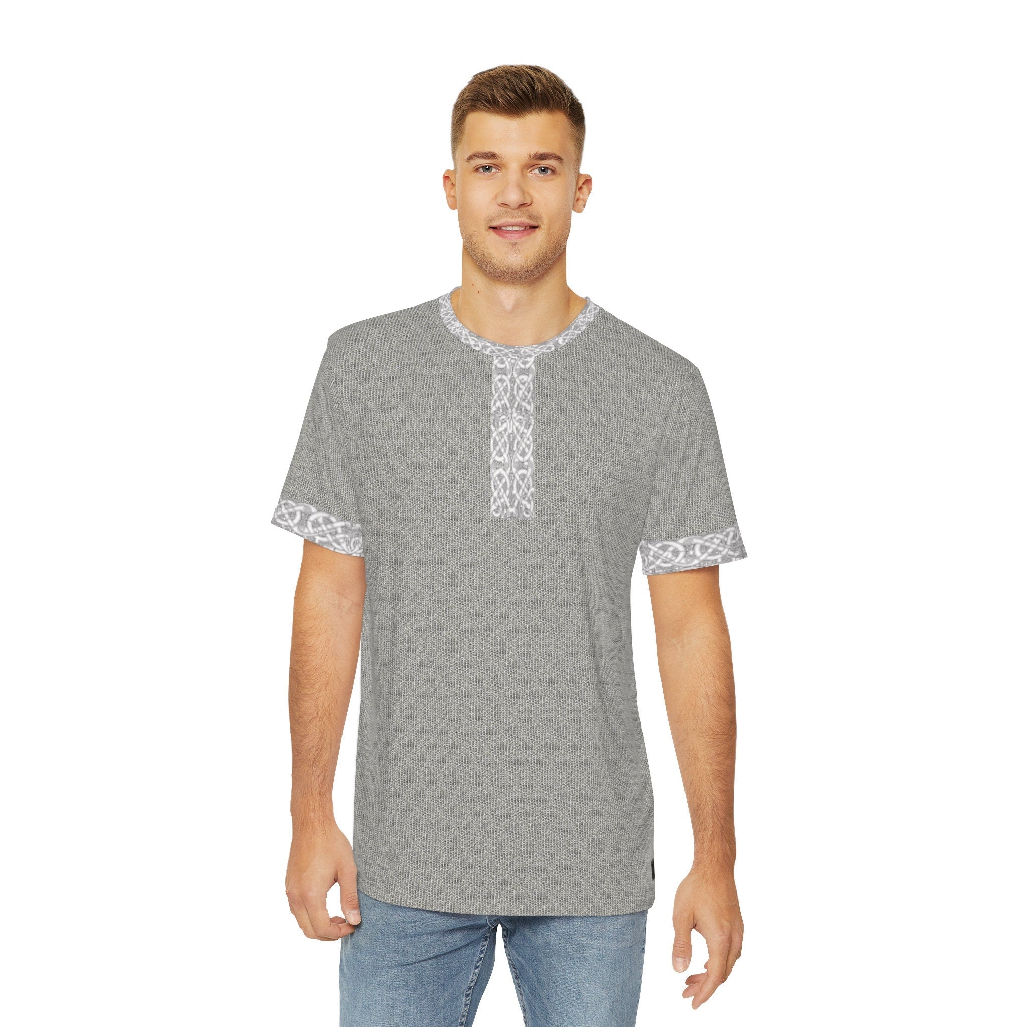 Fabled Fashion LOTR Mithril inspired Elvish Chainmail effect Men's Polyester Tee (AOP)