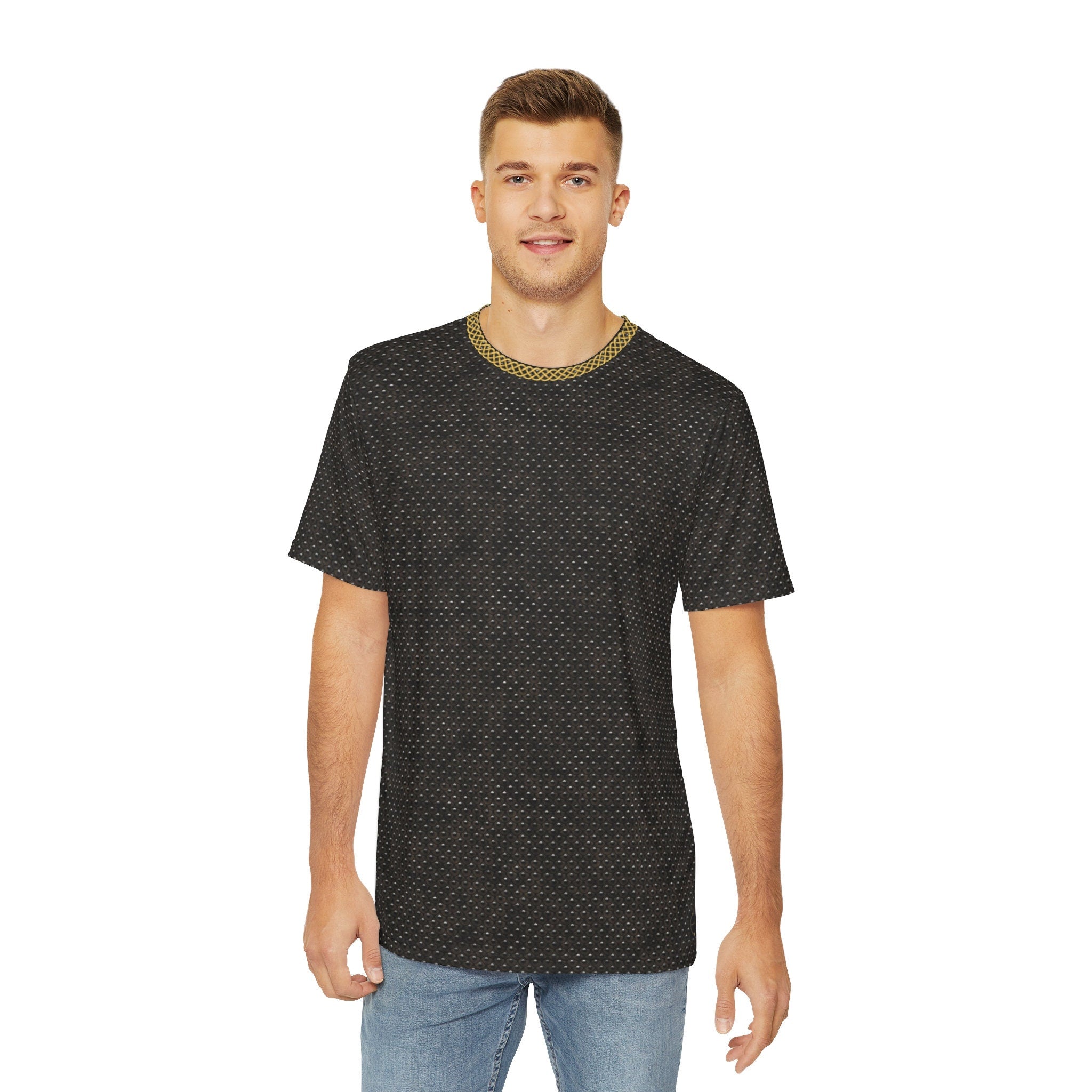 Fabled Fashion Studded leather effect Men's Polyester Tee (AOP)