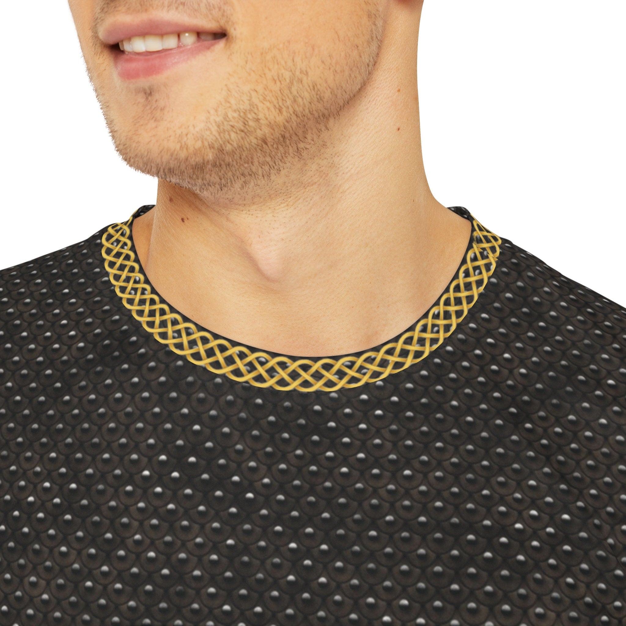 Fabled Fashion Studded leather effect Men's Polyester Tee (AOP)