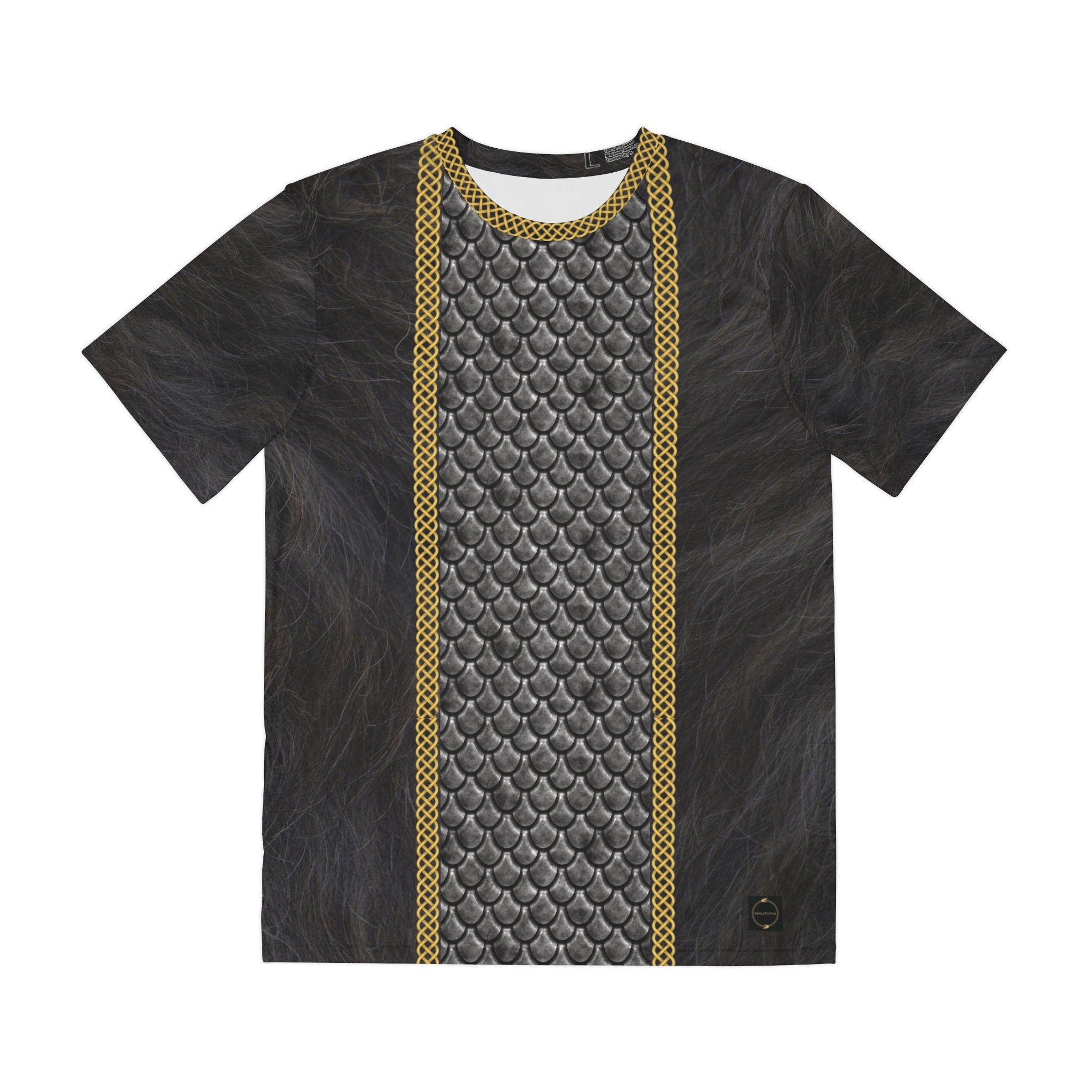 Fabled Fashion Nights Watch Black fur and scaled armour effect Men's Polyester Tee (AOP)