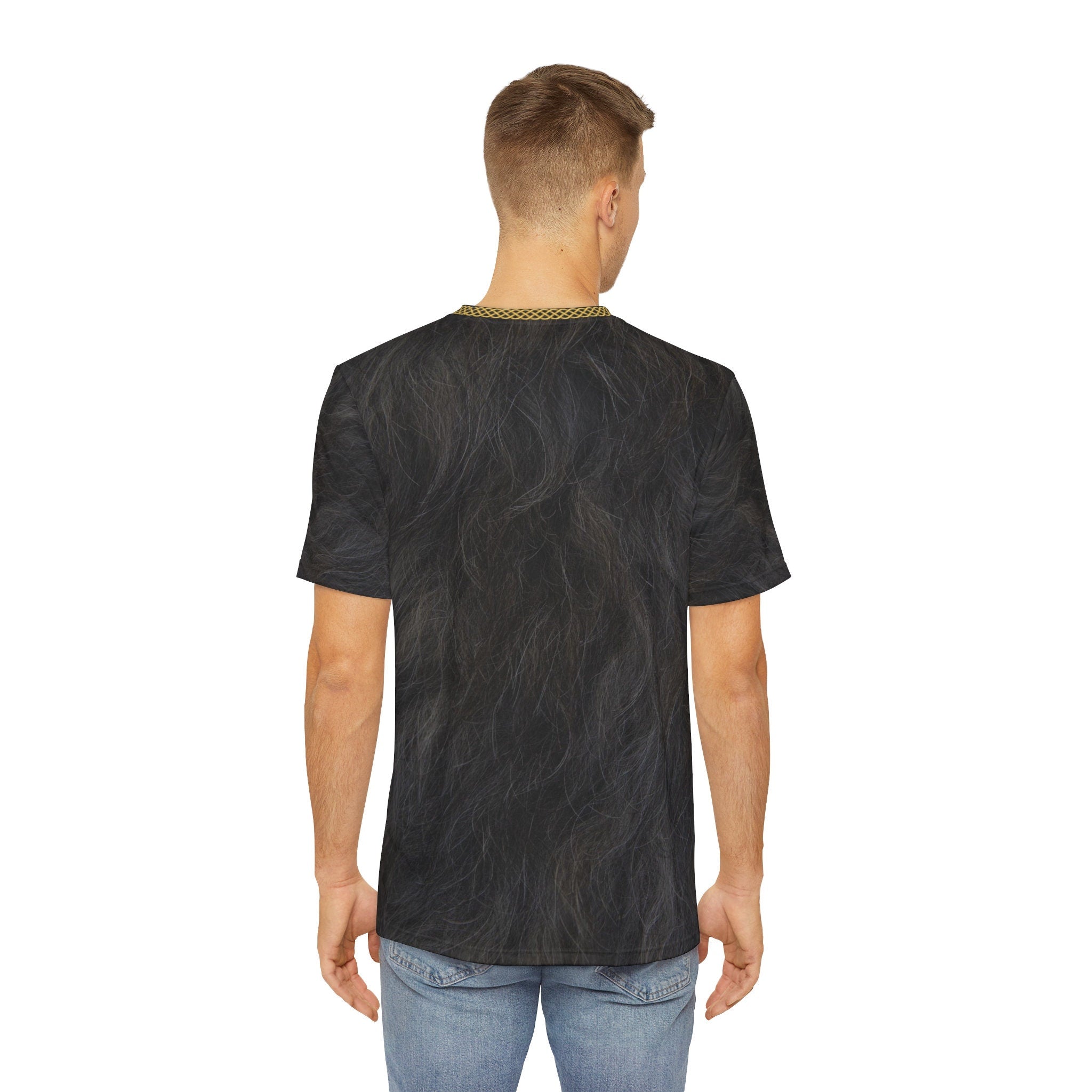 Fabled Fashion Nights Watch Black fur and scaled armour effect Men's Polyester Tee (AOP)