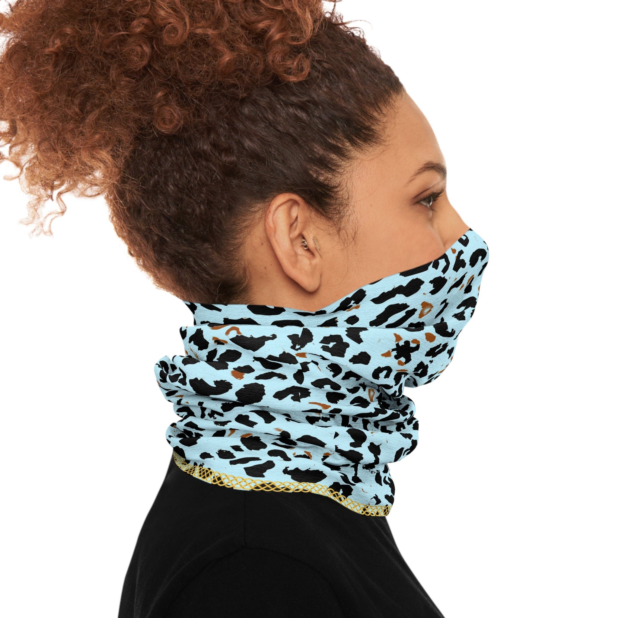 Fabled Fashion Blue Leopard Print Tube Scarf