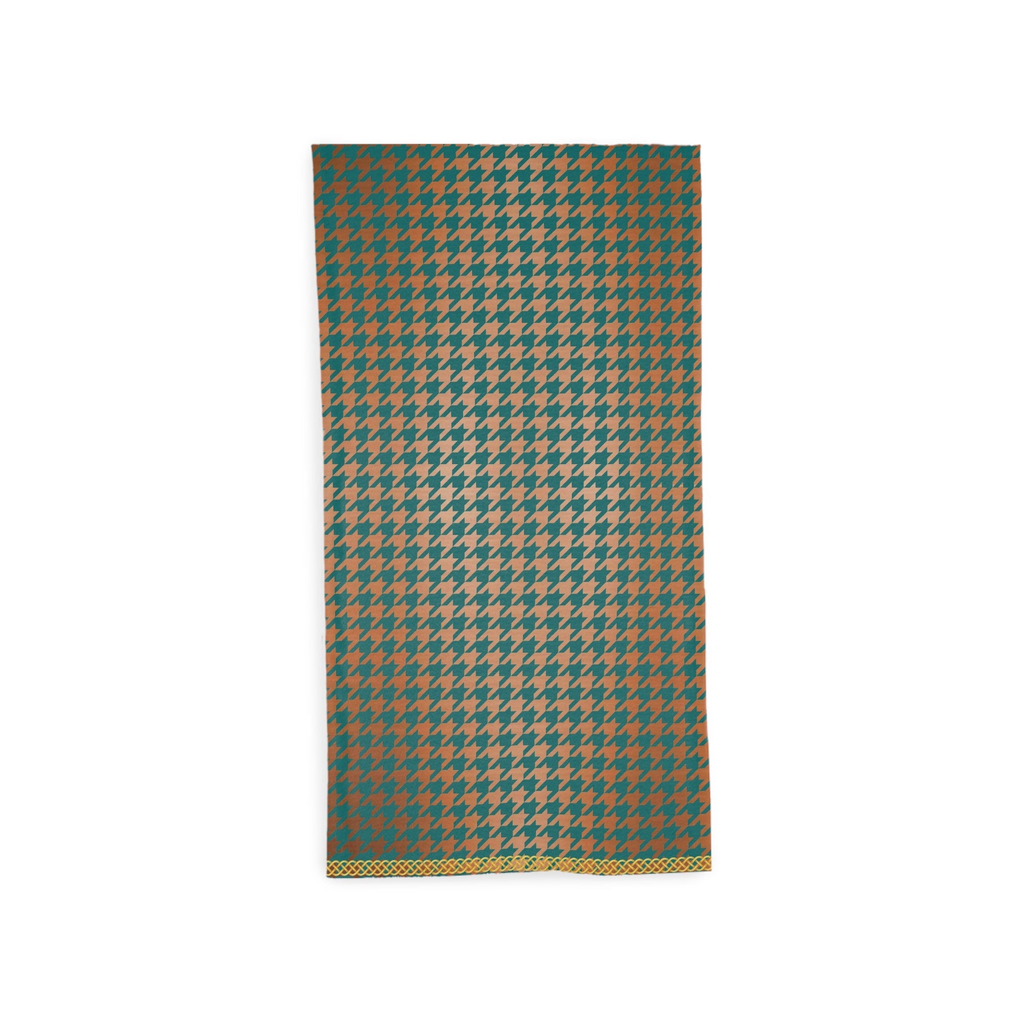 Fabled Fashion Copper and Verdigris houndstooth pattern Print Tube Scarf