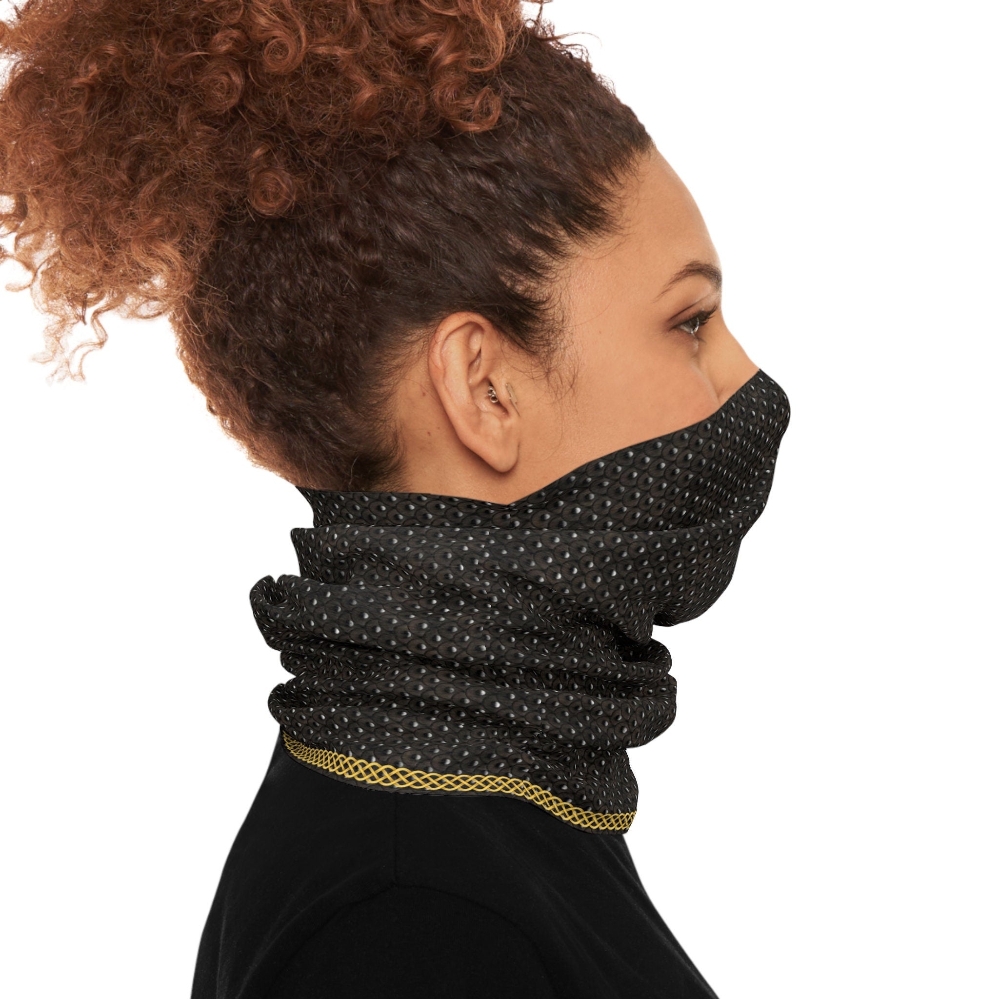 Fabled Fashion Studded leather armour printed Tube Scarf