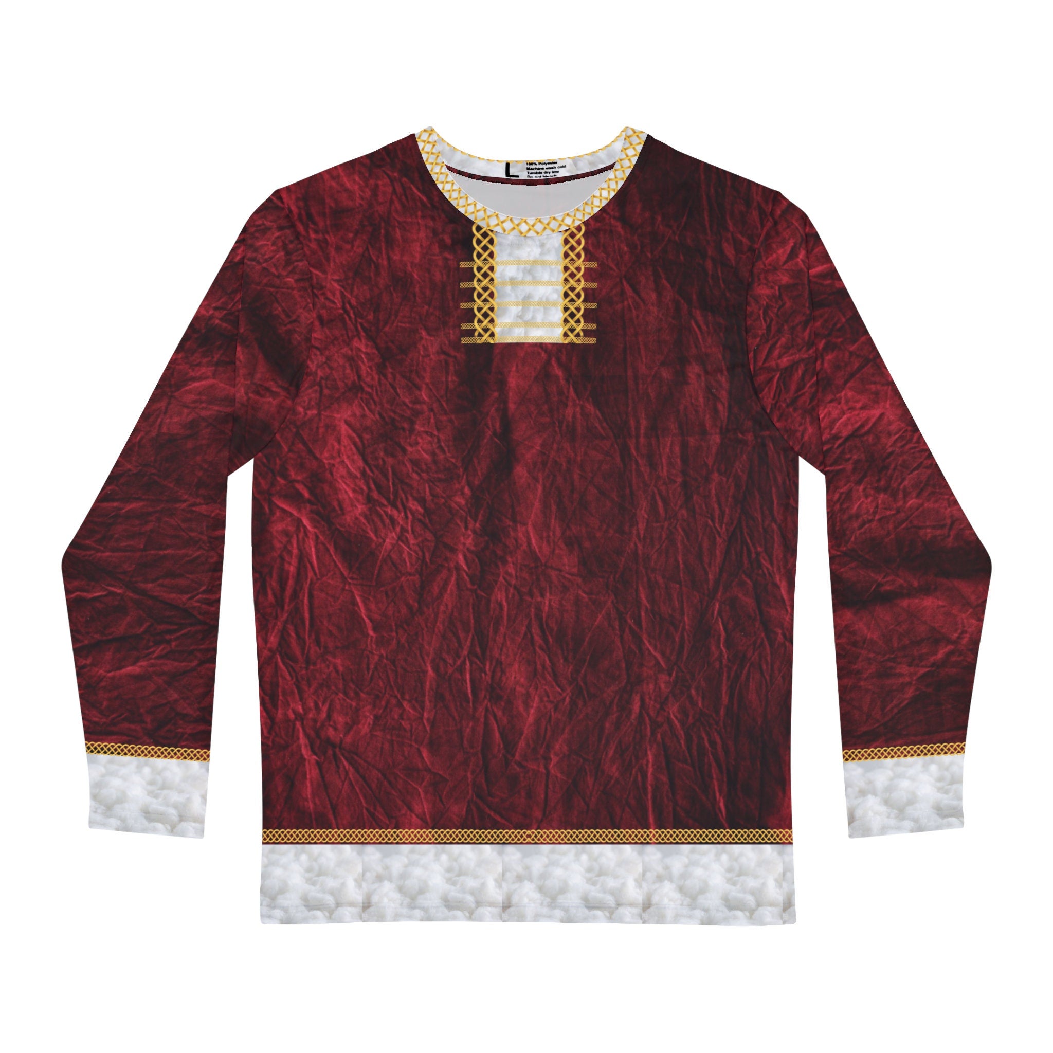 Fabled Fashion Men's Long Sleeve Celtic knot effect Santa Clause Christmas AOP Shirt