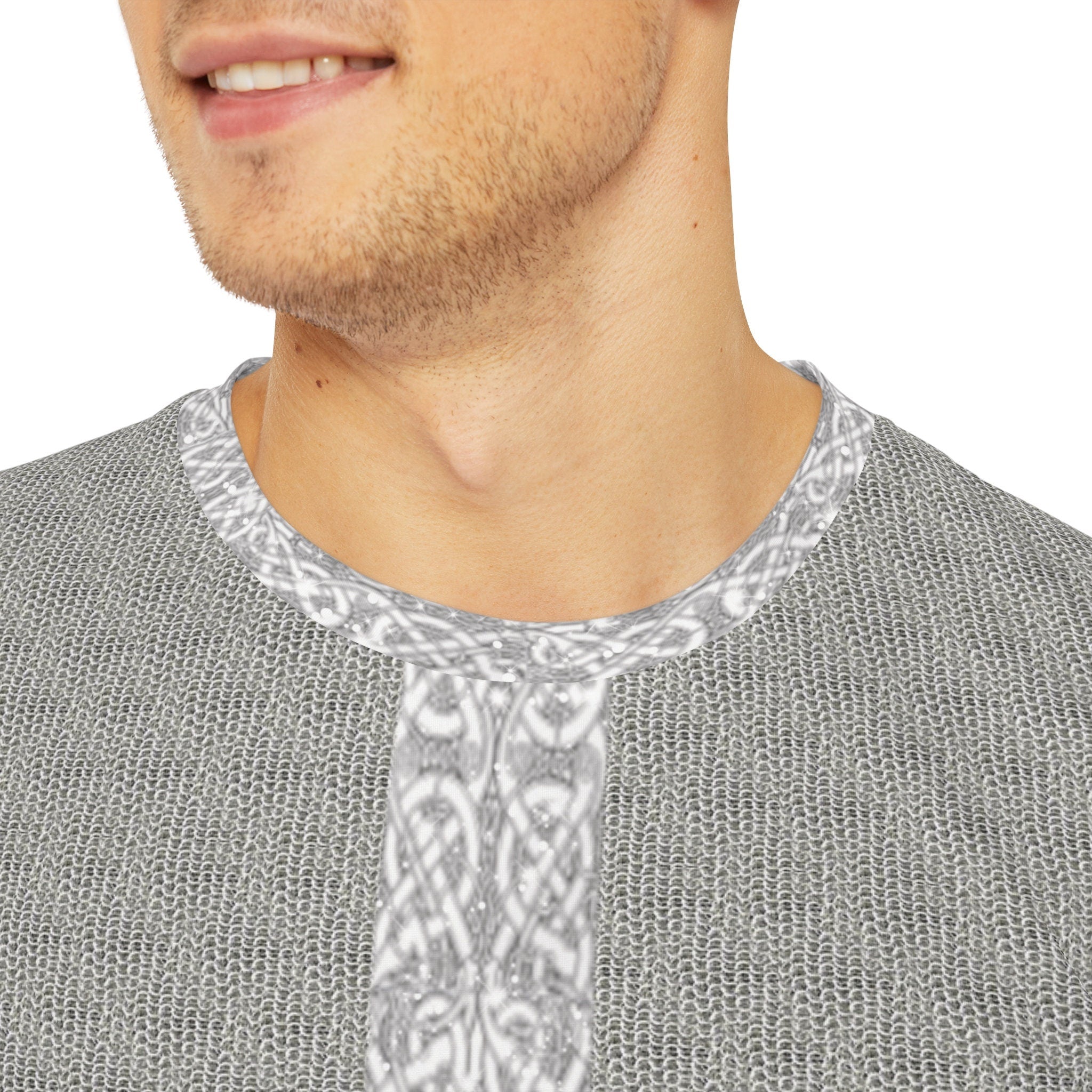 Fabled Fashion LOTR Mithril inspired Elvish Chainmail effect Men's Polyester Tee (AOP)
