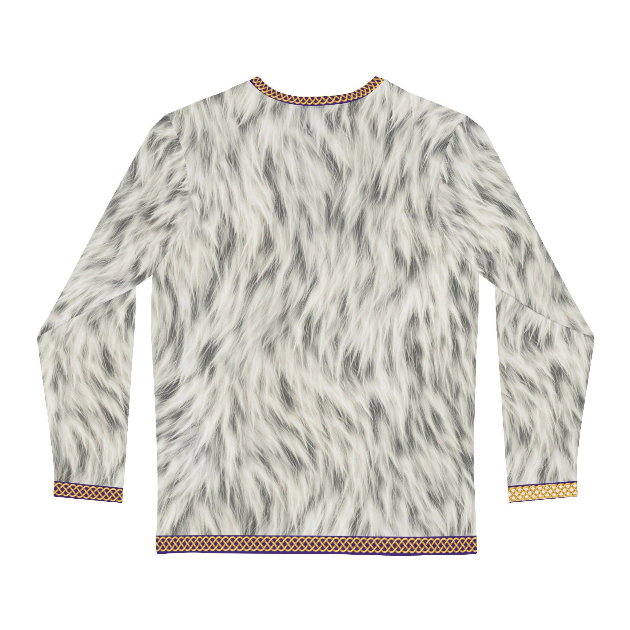 Fabled Fashion Men's Long Sleeve Chainmail and white fur jacket with celtic knot effect AOP Shirt