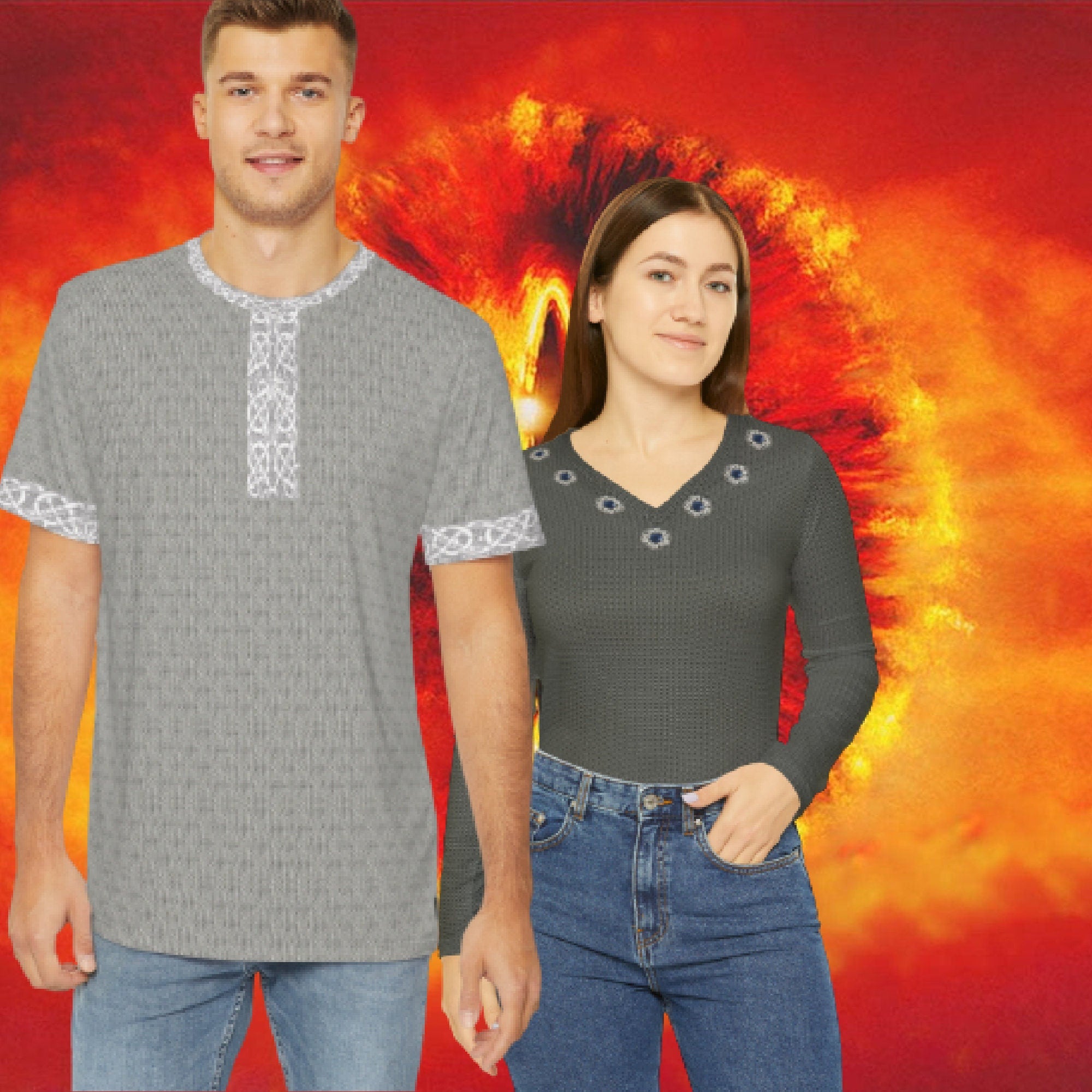 Fabled Fashion LOTR Mithril inspired Elvish Chainmail effect Men's Polyester Tee (AOP)