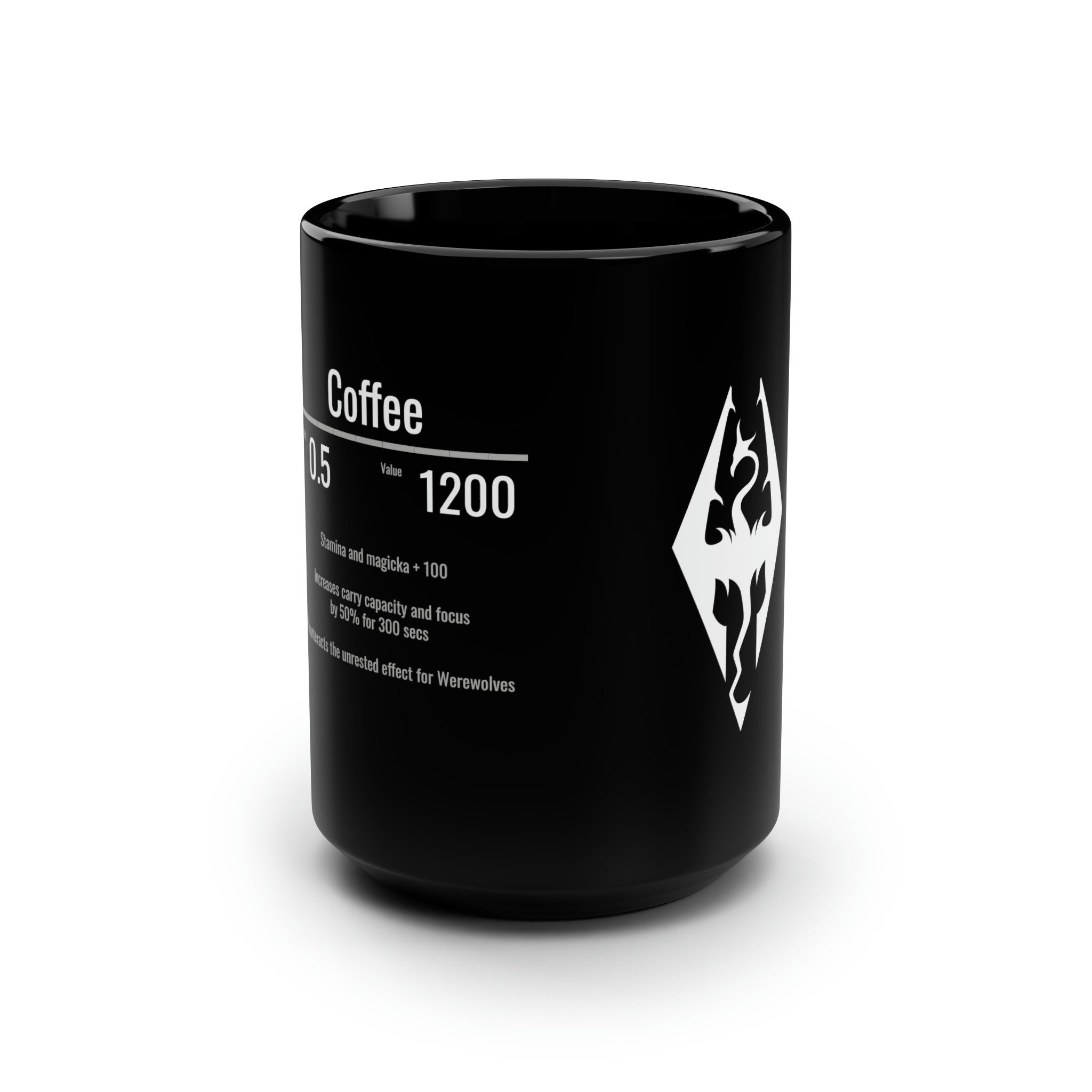 Dragonborn Coffee Black Mug, 15oz • Coffee cup birthday gift for her,him • Black tea cup anniversary gift for mom, valentine's gift