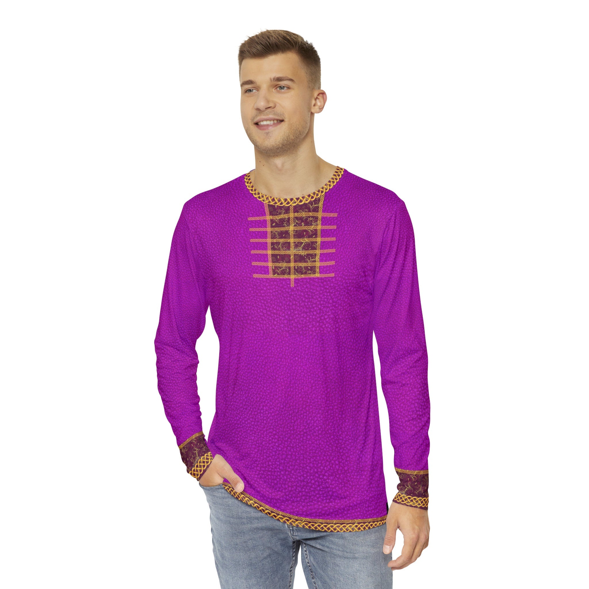 Fabled Fashion Men's Long Sleeve Jaskier outfit Witcher inspired effect AOP Shirt