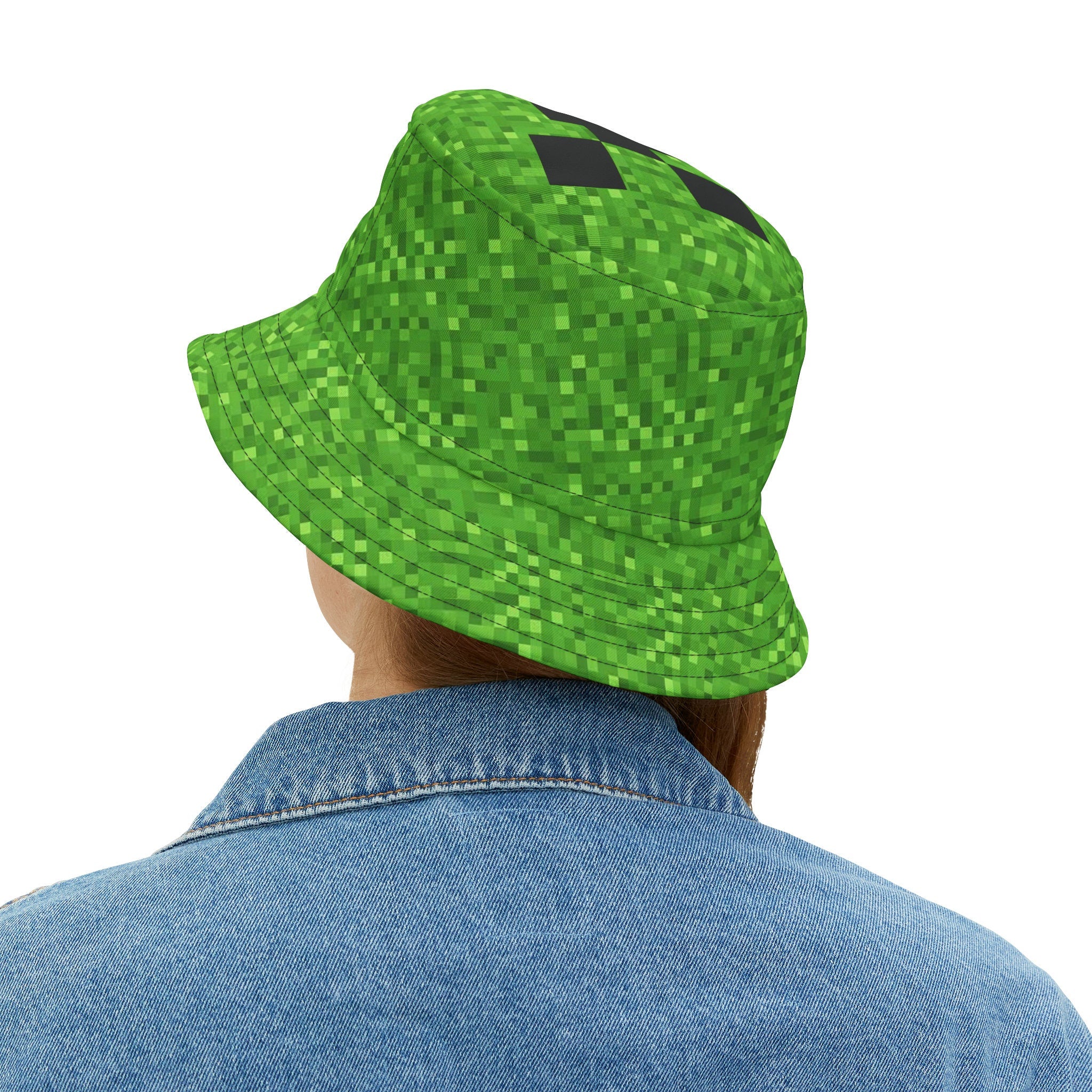 Green Pixel texture effect Creeper inspired Bucket Hat (AOP)