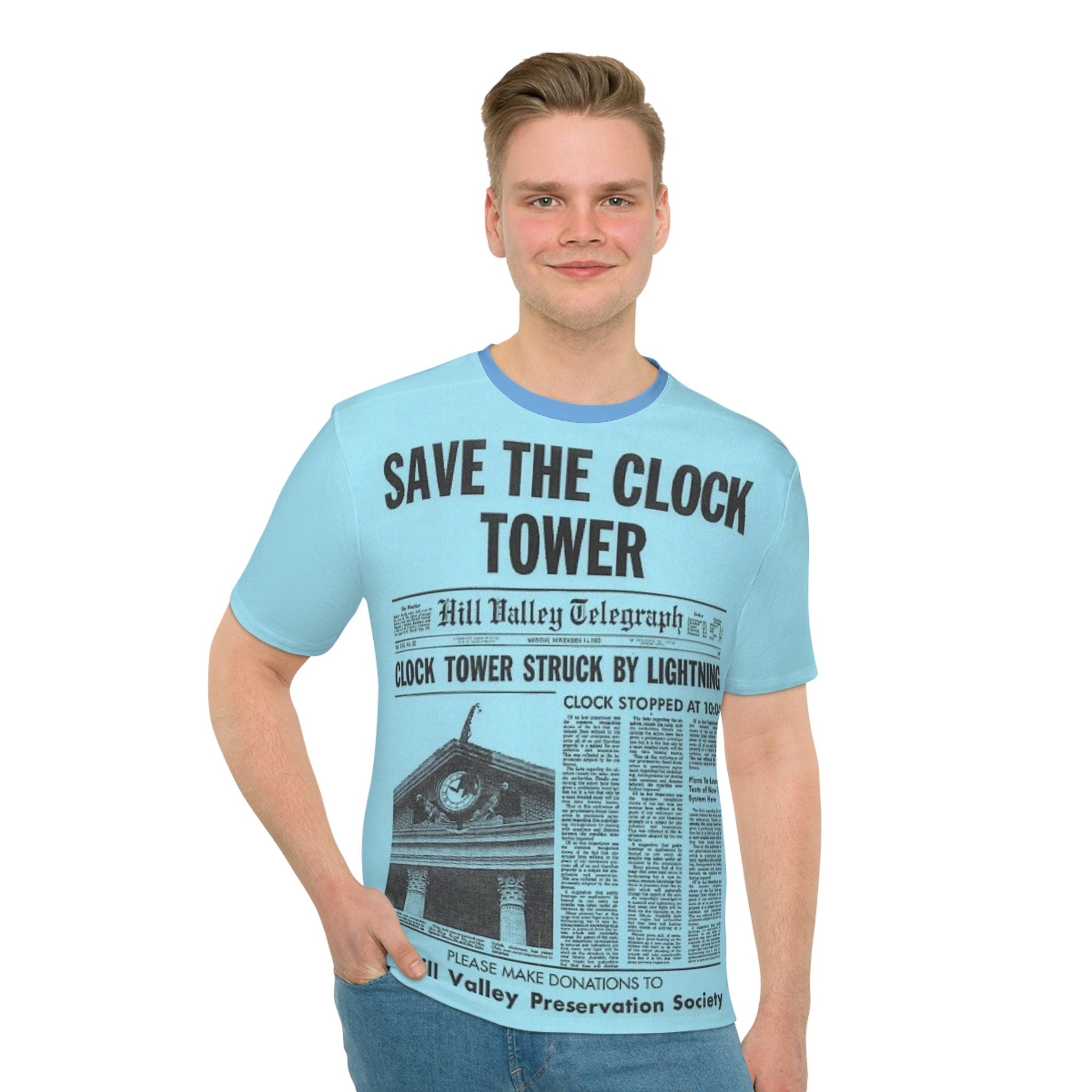 Retro design Save the clock tower Back to the future inspired Loose T-shirt (AOP)
