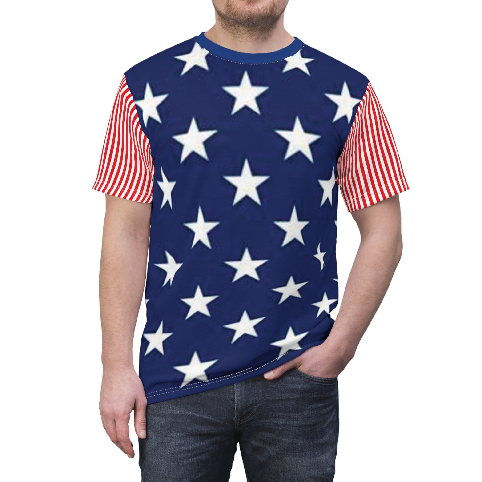 United States Flag Unisex Cut & Sew Tee (AOP) Independence day